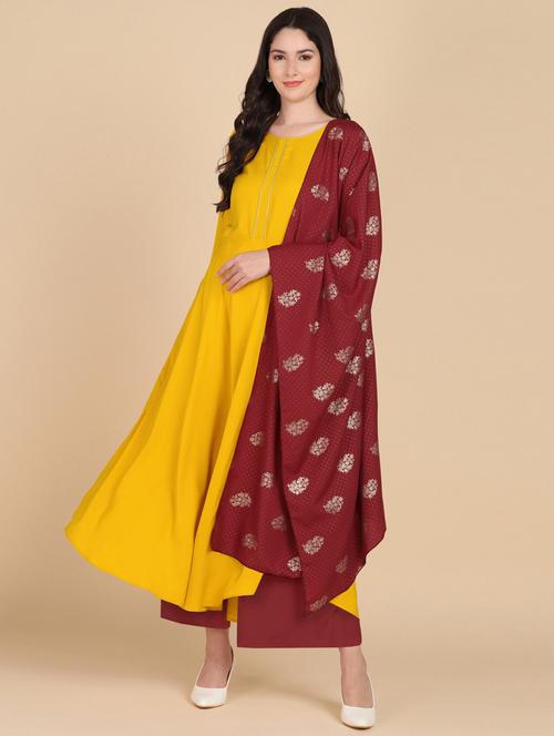 yellow colored kurta palazzo set - 20369685 - Very Small Image - 1