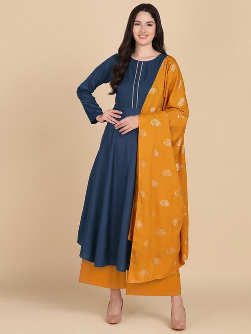 navy blue colored kurta palazzo set - 20369689 - Very Small Image - 1