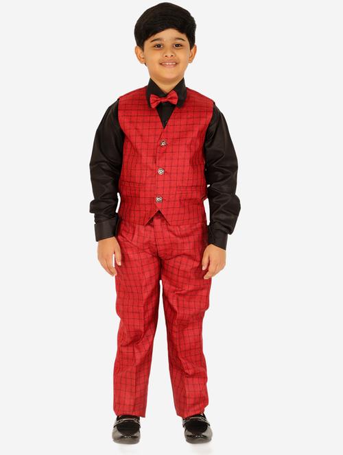red check print suit set - 20370004 - Very Small Image - 1