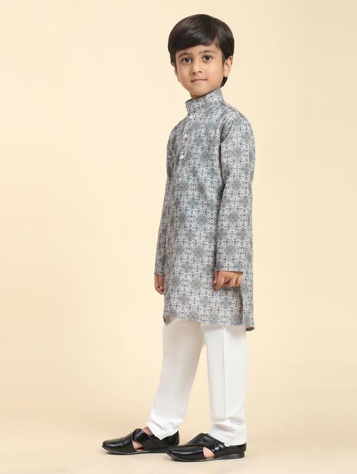 boys long sleeve kurta & bottom set - 20370102 - Very Small Image - 1