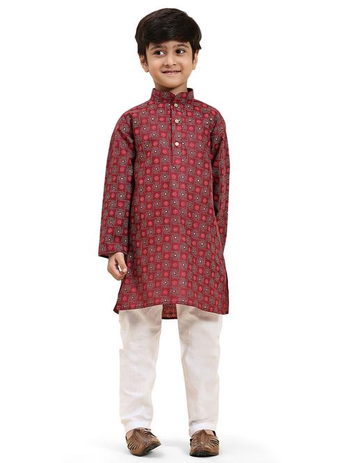boys long sleeve kurta & bottom set - 20370127 - Very Small Image - 1