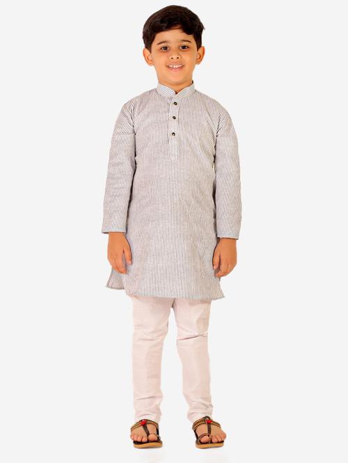 purple striped mandarin neck kurta set - 20370320 - Very Small Image - 1
