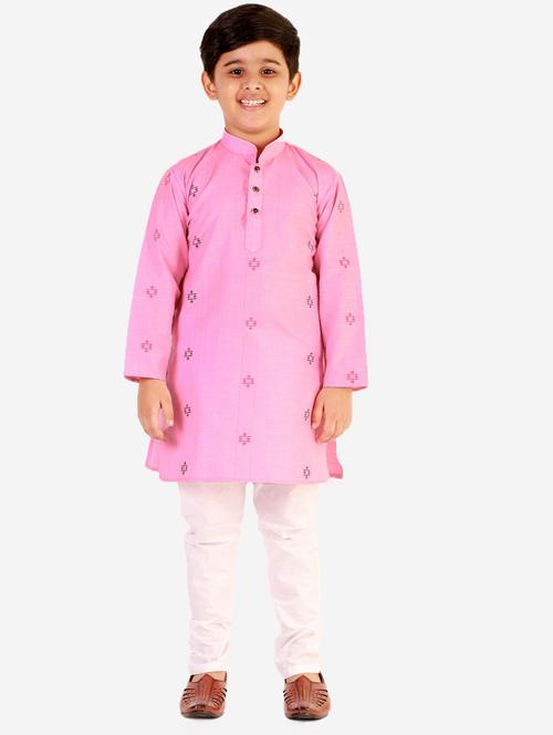 pink self designed mandarin neck kurta set - 20370383 - Very Small Image - 1
