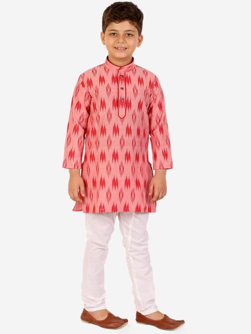 pink ikat print mandarin neck kurta set - 20370665 - Very Small Image - 1