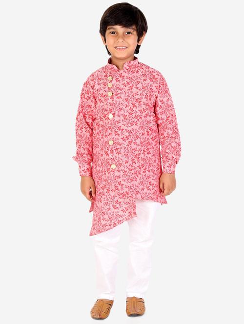 pink printed mandarin neck kurta set - 20370728 - Very Small Image - 1