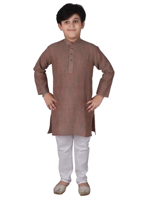 purple self designed mandarin neck kurta set - 20370764 - Very Small Image - 1