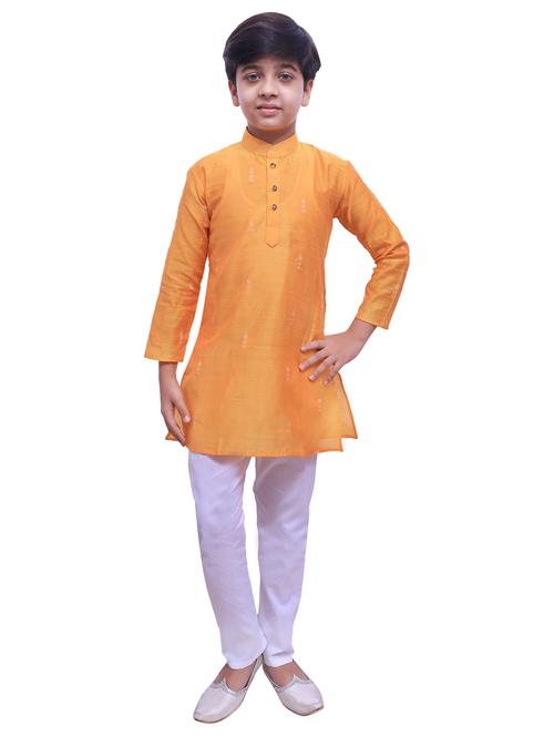 orange printed mandarin neck kurta set - 20370806 - Very Small Image - 1