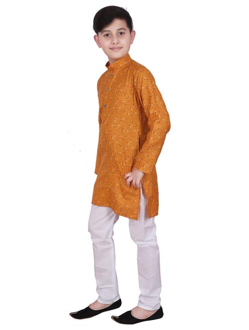 orange printed mandarin neck kurta set - 20370830 - Very Small Image - 1