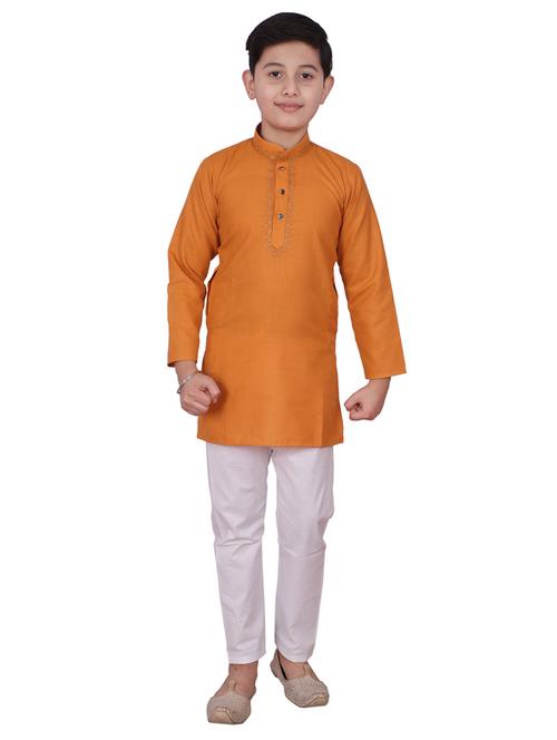 orange printed mandarin neck kurta set - 20370848 - Very Small Image - 1