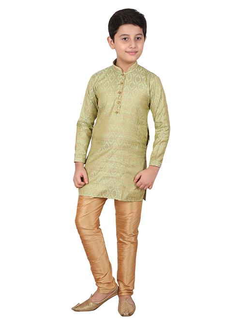 green self designed mandarin neck kurta set - 20370863 - Very Small Image - 1