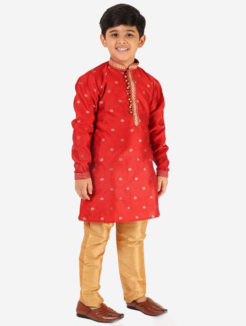 red self design kurta set - 20370969 - Very Small Image - 1