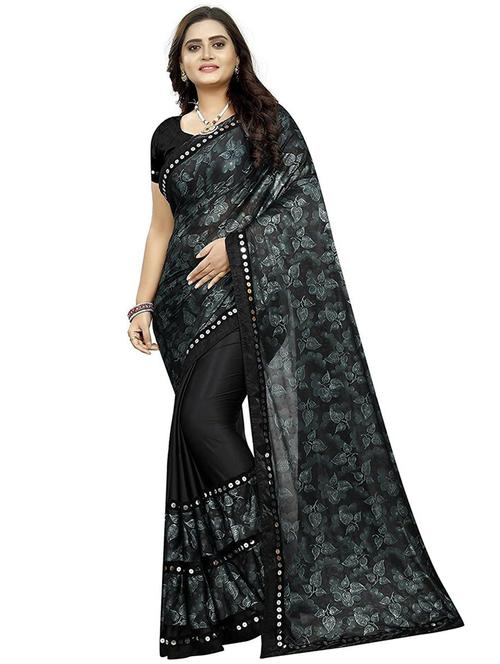 women black printed lace work saree - 20373251 - Very Small Image - 1