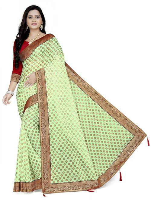 lace bordered foil print saree - 20373272 - Very Small Image - 1