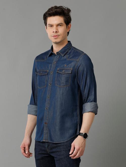 indigo cotton casual shirt - 20374705 - Very Small Image - 1