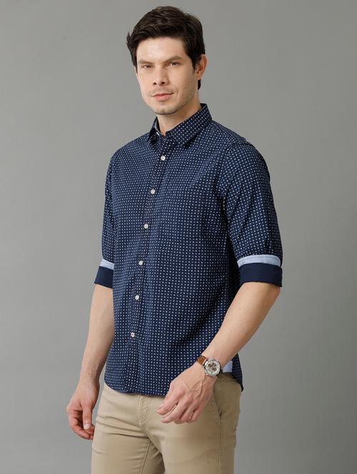 navy blue cotton casual shirt - 20374715 - Very Small Image - 1