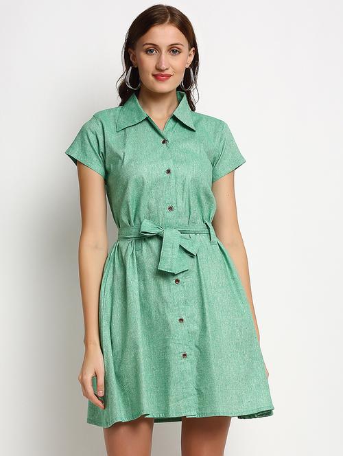 green solid a-line dress - 20375236 - Very Small Image - 1