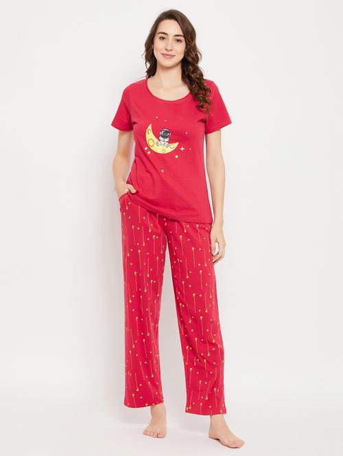 pink cotton pyjama set nightwear - 20375658 - Very Small Image - 1