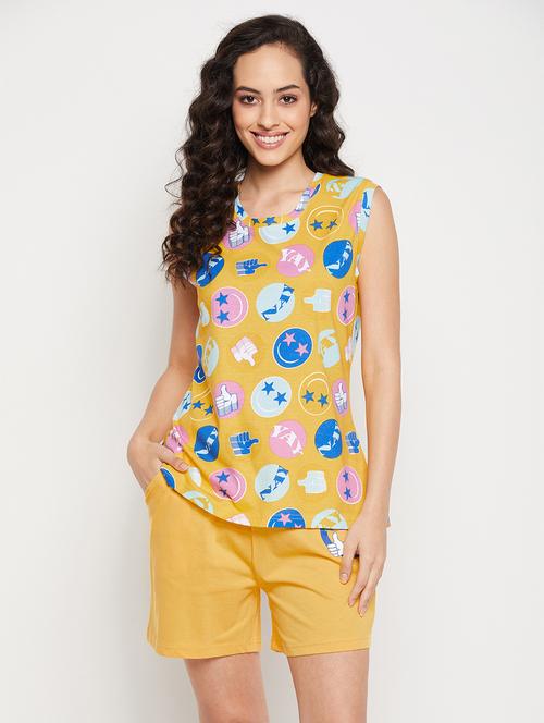 yellow cotton pyjama set nightwear - 20375667 - Very Small Image - 1