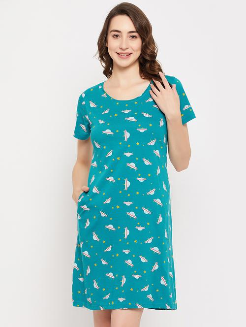 blue quirky print short sleeves sleepshirts - 20375758 - Very Small Image - 1