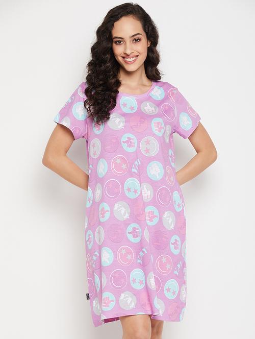 lavender printed short sleeves sleepshirt - 20375759 - Very Small Image - 1