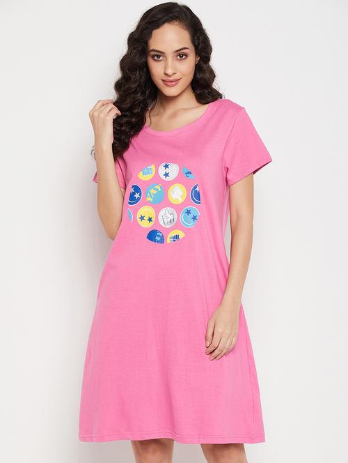 pink quirky print short sleeves sleepshirts - 20375769 - Very Small Image - 1