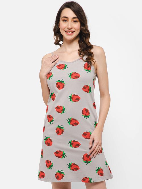 grey quirky print shoulder strap sleepshirt - 20375812 - Very Small Image - 1