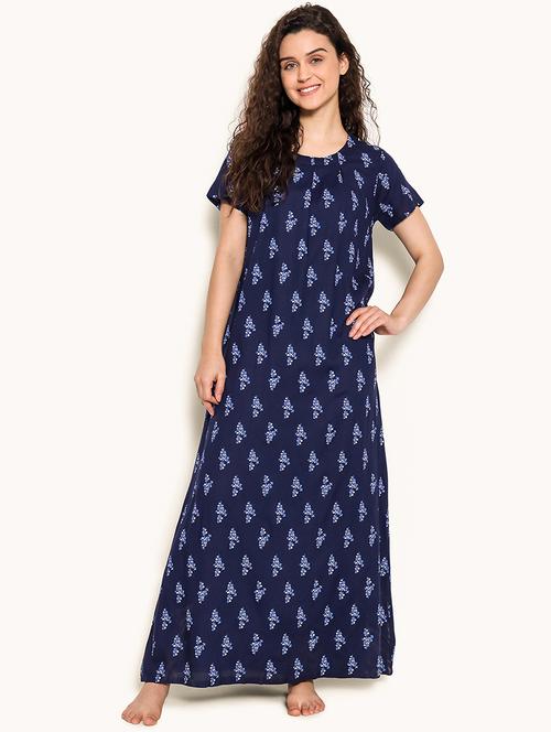 navy blue floral print nighty - 20375823 - Very Small Image - 1