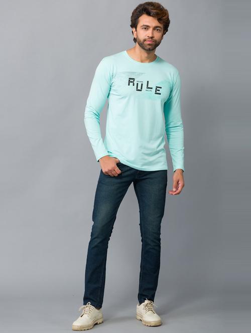 men purist blue typographic print cotton blend regular t-shirt - 20376483 - Very Small Image - 1