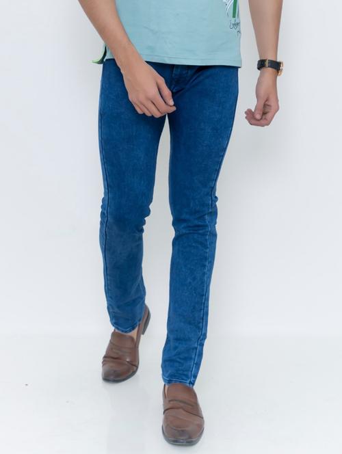 men blue cotton washed jeans - 20376607 - Very Small Image - 1
