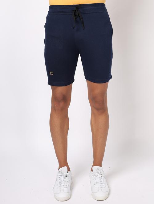 men navy blue solid regular fit shorts - 20376773 - Very Small Image - 1