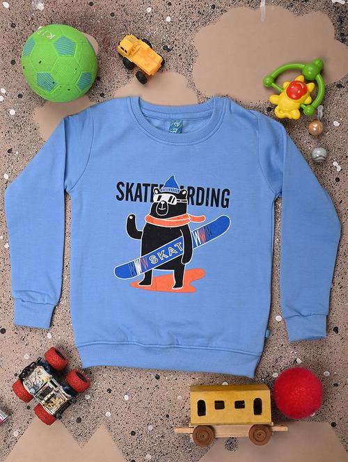blue cotton chest print sweatshirt - 20377900 - Very Small Image - 1