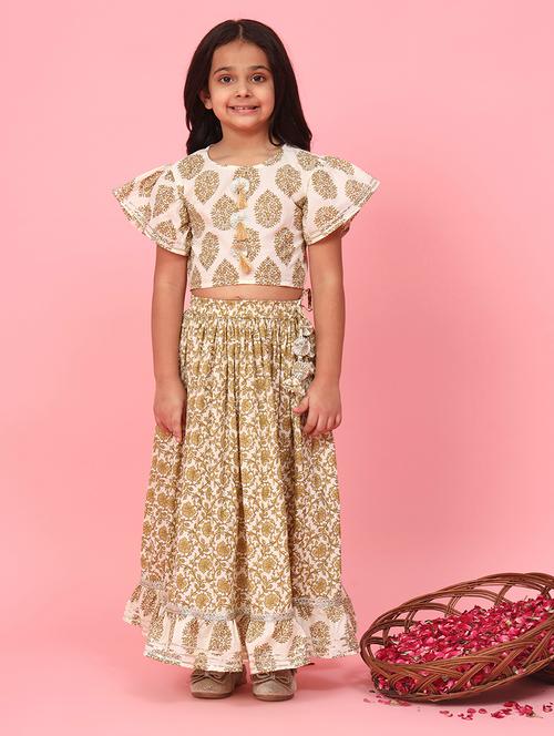 girl floral print lehenga choli set - 20381568 - Very Small Image - 1