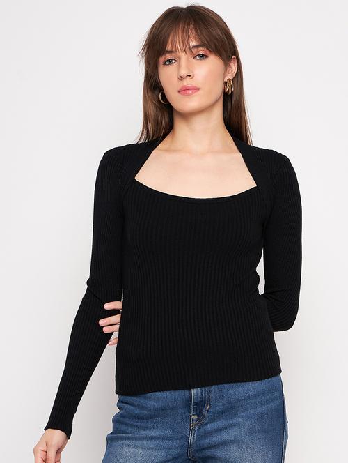 black wool self design top - 20381602 - Very Small Image - 1