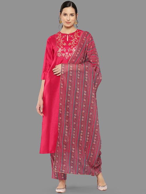 pink three quarter sleeve kurta pant set - 20381671 - Very Small Image - 1