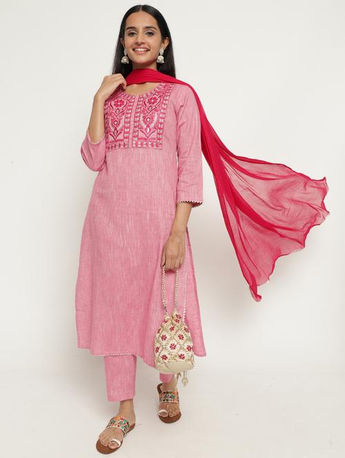 embroidered kurta pant set with dupatta - 20381872 - Very Small Image - 1