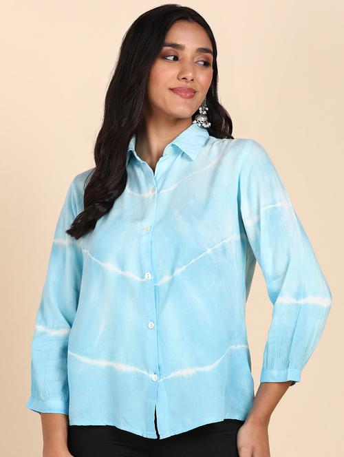 blue tie & dye regular shirt - 20381944 - Very Small Image - 1