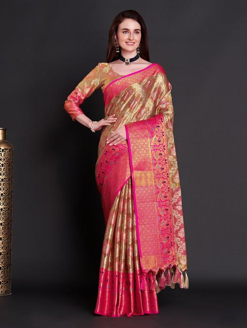 women's self design beige colored saree - 20384092 - Very Small Image - 1