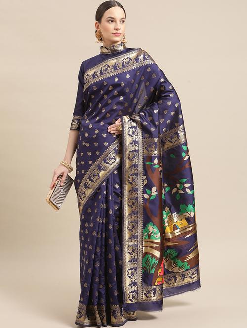 women's banarasi saree with blouse - 20384403 - Very Small Image - 1