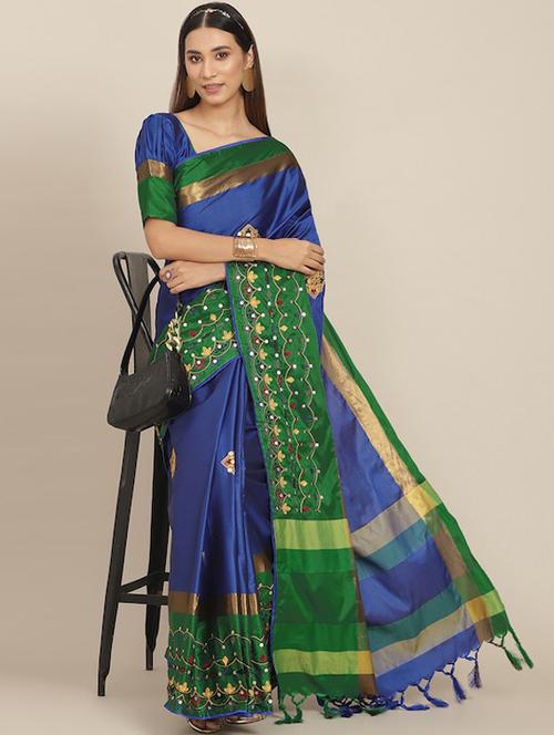 women's embroidered saree with blouse - 20384466 - Very Small Image - 1