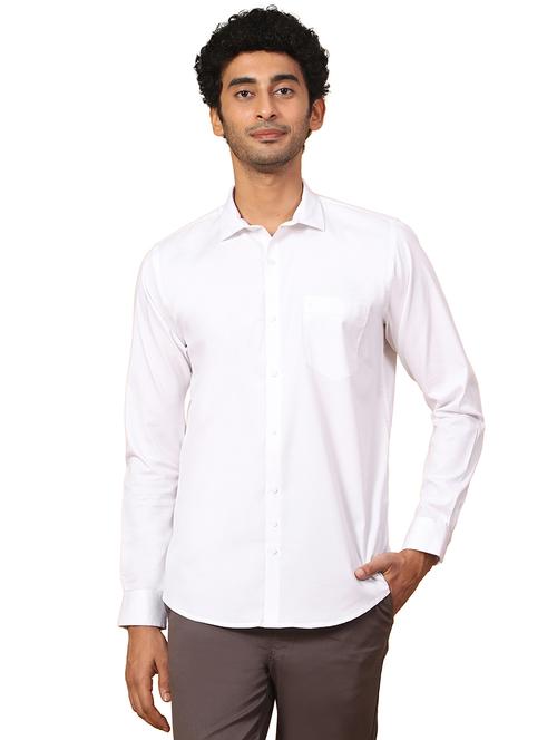 men solid white cotton casual shirt - 20384545 - Very Small Image - 1