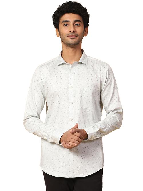 men off white micro printed cotton casual shirt - 20384565 - Very Small Image - 1