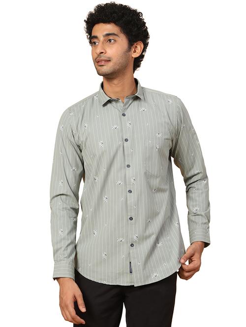 men grey floral printed cotton casual shirt - 20384573 - Very Small Image - 1