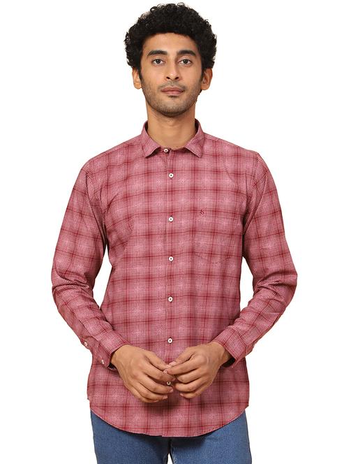 men red checkered cotton casual shirt - 20384576 - Very Small Image - 1