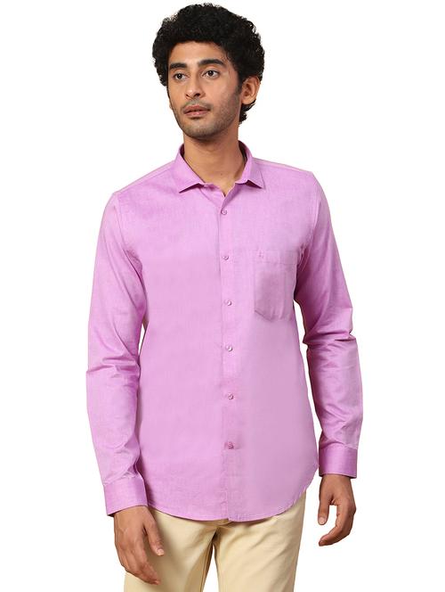 men solid magenta slim fit cotton casual shirt - 20384589 - Very Small Image - 1