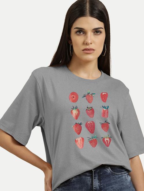 women's front print crew neck t-shirt - 20385052 - Very Small Image - 1