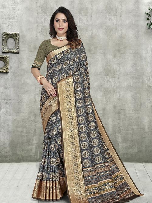 women's printed multi colored saree - 20385164 - Very Small Image - 1