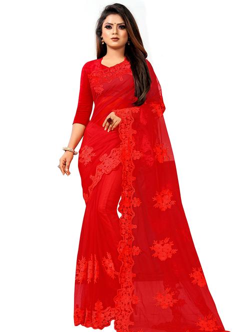red tonal embroidered saree - 20385282 - Very Small Image - 1