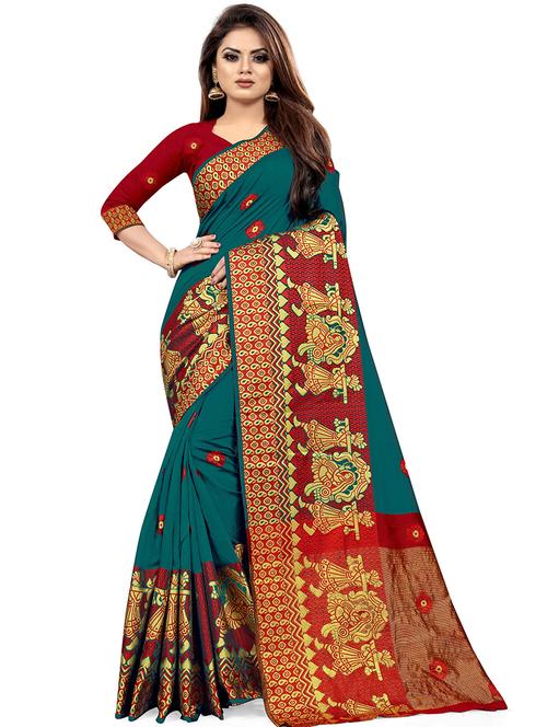 zari work self design banarasi saree - 20385286 - Very Small Image - 1