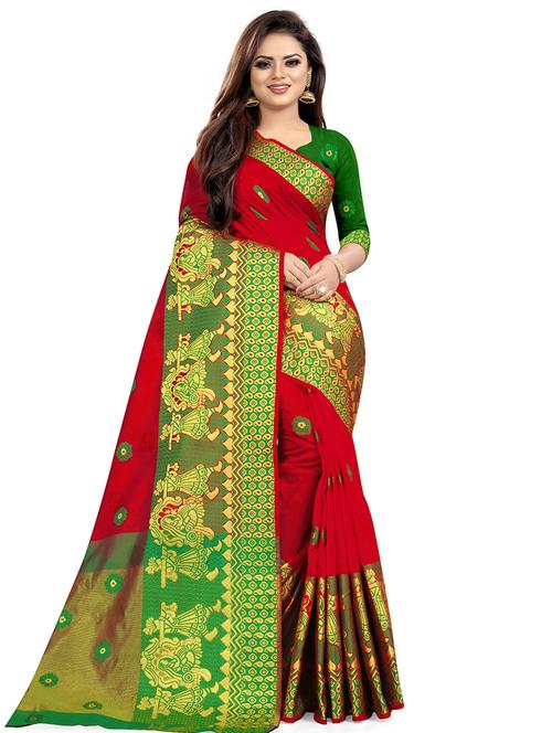 zari work self design banarasi saree with blouse - 20385378 - Very Small Image - 1