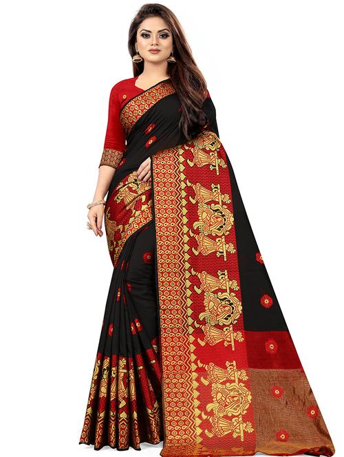 zari work self design banarasi saree with blouse - 20385393 - Very Small Image - 1